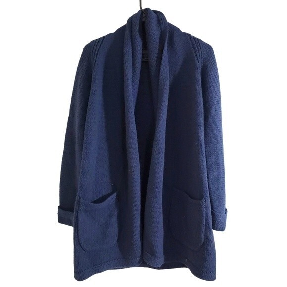 J.Crew Long Open Cardigan Sweater Cotton Blend Blue Size XS - Picture 3 of 7